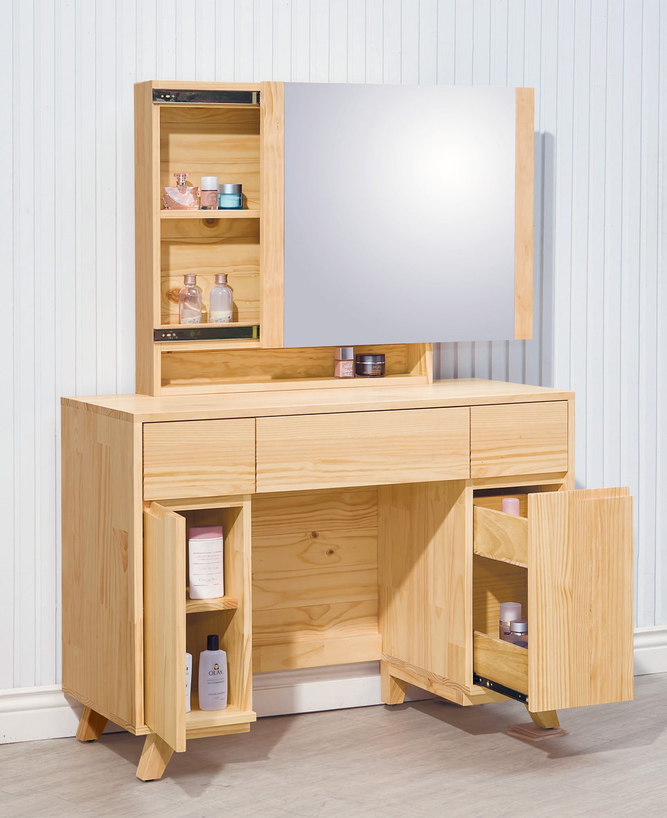 羅本北歐實木3.5尺鏡台 (含椅 )