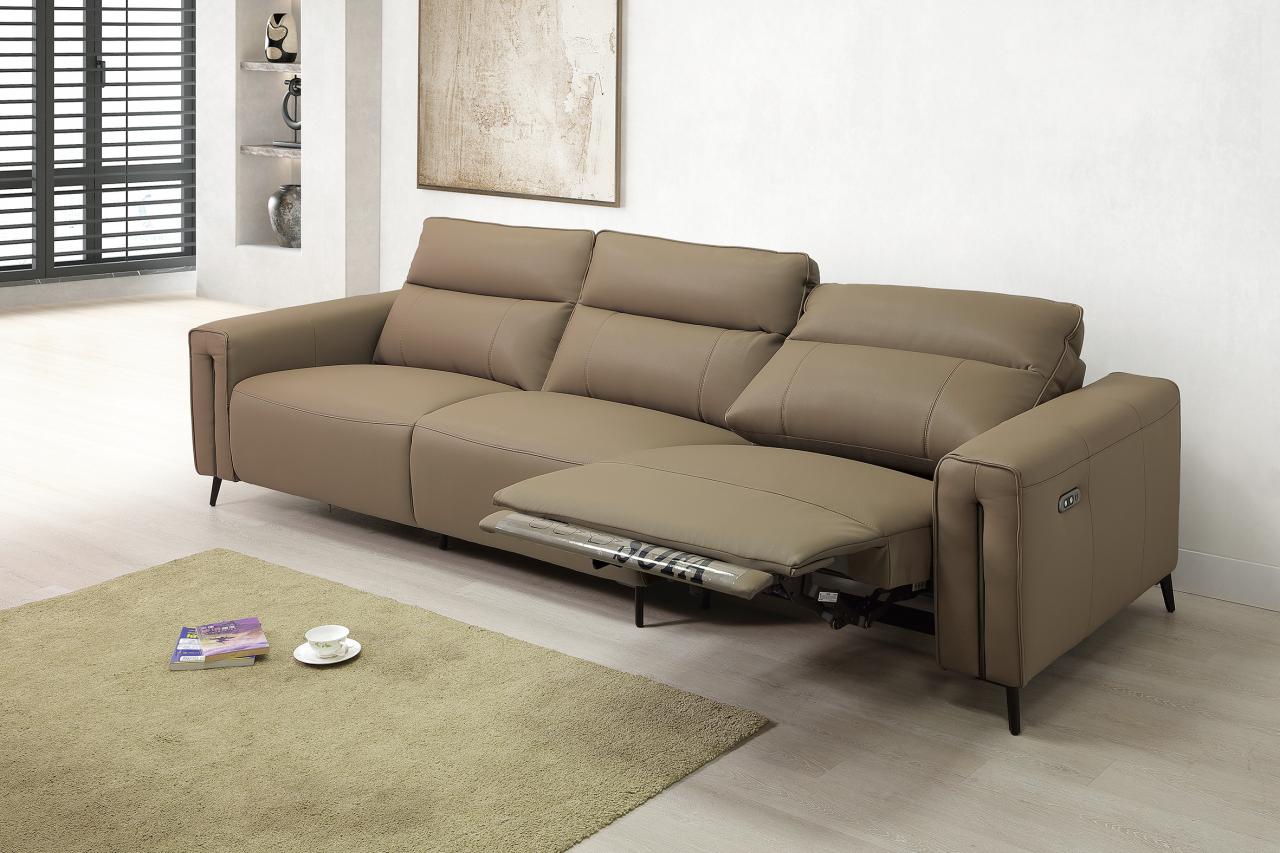 克爾頓半牛皮電動沙發