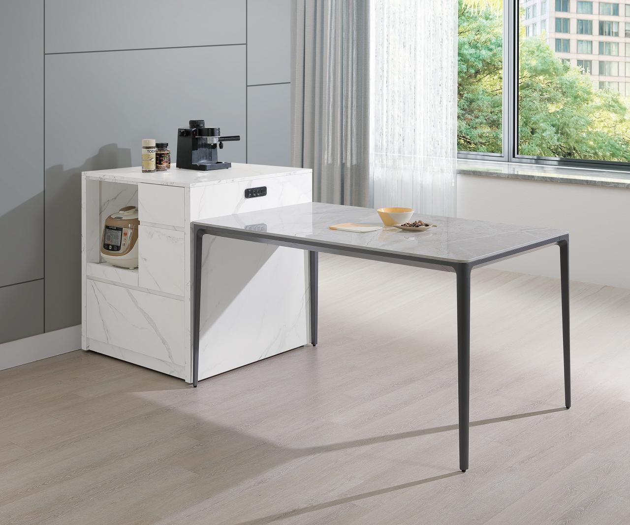 卡洛那2.7 ×2.7 尺白石紋桌邊櫃 (不包含餐桌 )