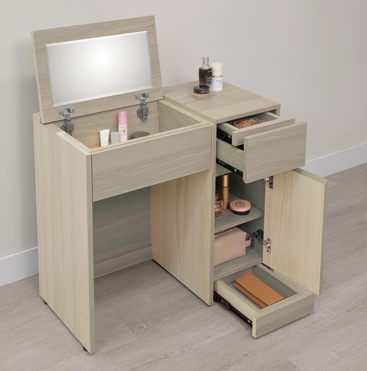 克勞黛2.7尺雙暗抽掀鏡台 (含椅 )