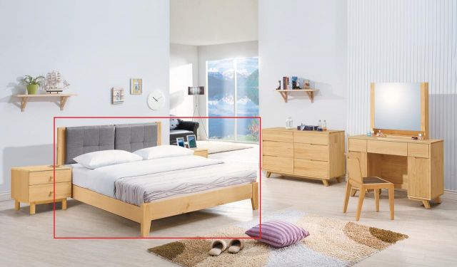 凱西本色布面 5尺床台(灰布格子 )