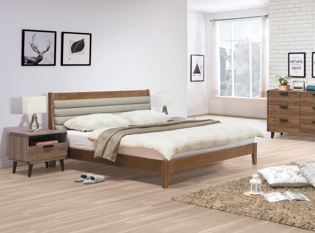 歐文淺胡桃 5尺床台