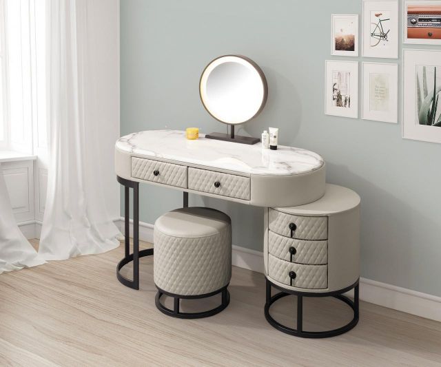 米雪兒 4尺岩板伸縮鏡台  (含椅)