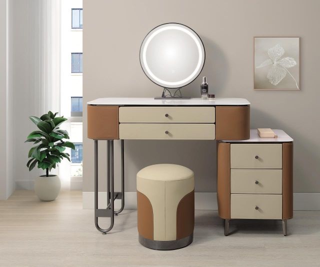 羅貝卡3.3尺馬鞍皮伸縮鏡台 (含椅)