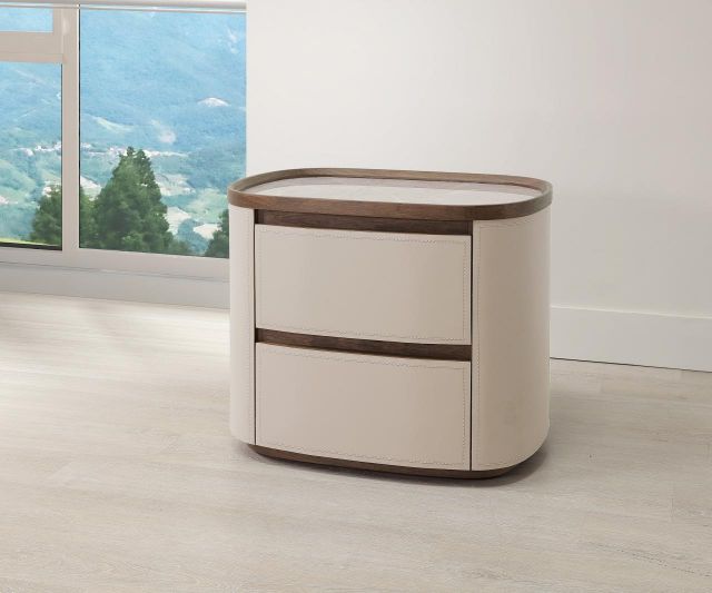 維克托馬鞍皮岩板床頭櫃