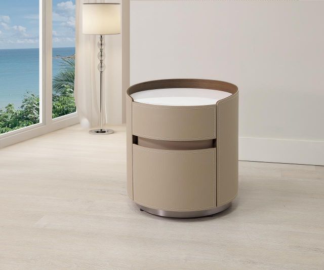 尼索斯馬鞍皮岩板床頭櫃