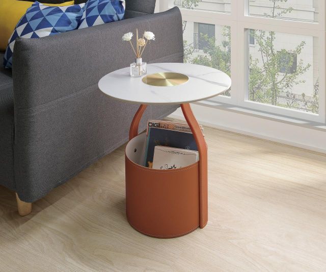 威麥馬鞍皮岩板小茶几