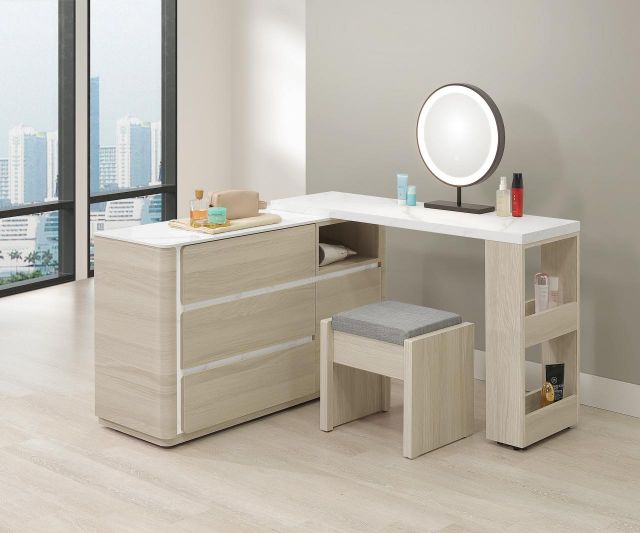 華格納 4 尺岩板功能伸縮鏡台 (含椅)