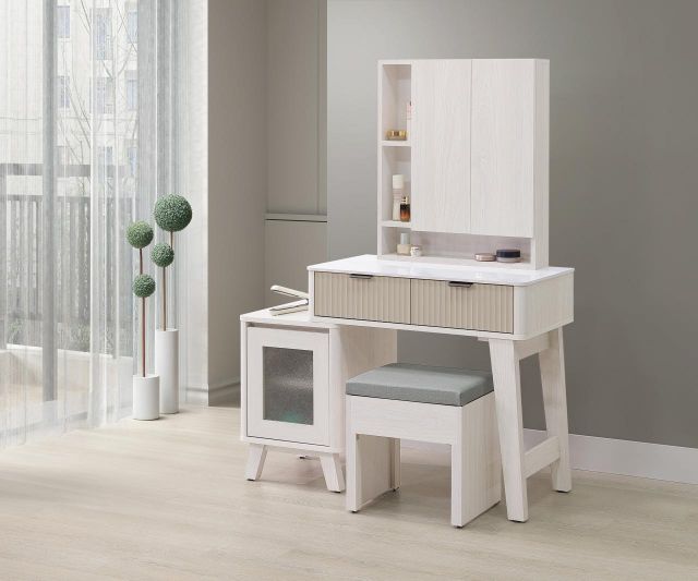 索菲亞2.7尺岩板伸縮鏡台 (含椅 )